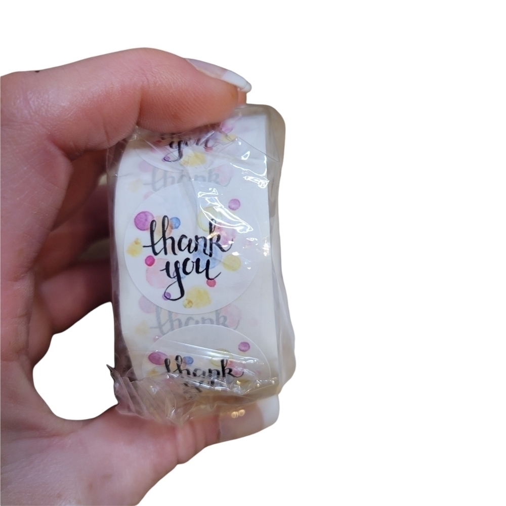 MULTI COLORED POLKA DOT THANK YOU STICKERS▪︎500 - Picture 5 of 6